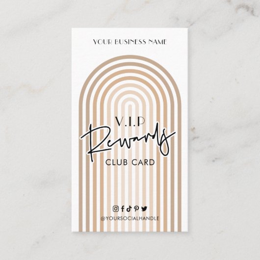 Carte De Fidélité Retro Arch Boho Beige tendance Logo d'affaires (Devant)