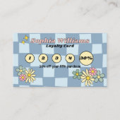 Carte de fidélité Retro blue Checker Remise entrep (Devant)