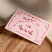 Carte De Fidélité Retro Girly rouge main rose tiré Whimsical Boho