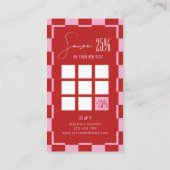 Carte De Fidélité Retro Pink & Red Checkered Aesthetician Spa Salon (Dos)
