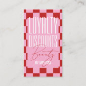 Carte De Fidélité Retro Pink & Red Checkered Aesthetician Spa Salon (Devant)