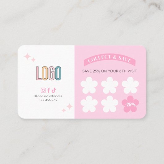 Carte De Fidélité Retro Super les années 70 rose esthétique ongles L (Dos)