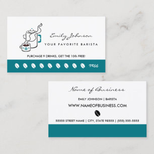 Carte de Fidélité Rétro Turquoise pour Barista de