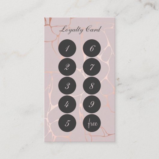 Carte de fidélité rose en marbre d'or (Devant)