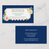 Carte de fidélité rose Floral Bordure Style Salon (Devant / Derrière)