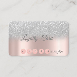 Carte de Fidélité Rose Gold Bokeh Argent Élégant