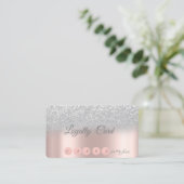 Carte de Fidélité Rose Gold Bokeh Argent Élégant (Debout devant)