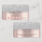 Carte de Fidélité Rose Gold Bokeh Argent Élégant (Devant / Derrière)