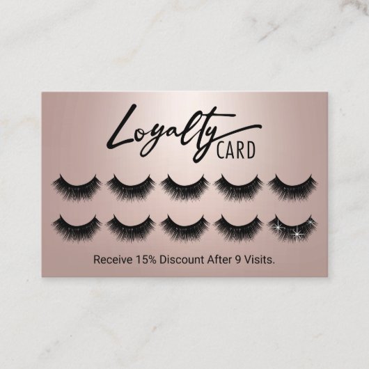 Carte De Fidélité Rose Gold Eyelash Extensions Lashes Salon  (Devant)