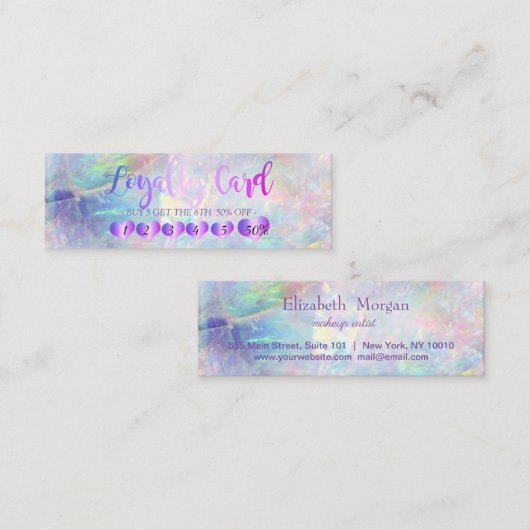 Carte De Fidélité Rose moderne élégant coeur d'or, Opal (Devant / Derrière)