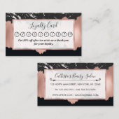 Carte De Fidélité Rose moderne Gold Noir Marbre Blanc Brosse (Devant / Derrière)