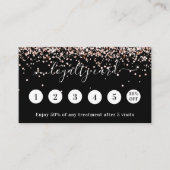 Carte De Fidélité Rose noir parties scintillant or code qr photo (Devant)