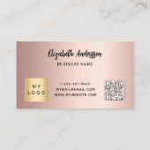 Carte De Fidélité Rose or bleu code qr logo de l'entreprise (Dos)