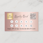 Carte De Fidélité Rose or bleu code qr logo de l'entreprise (Devant)