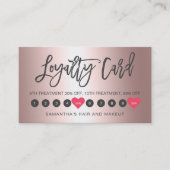 Carte De Fidélité Rose or métallique ombre script maquillage rose 10 (Devant)