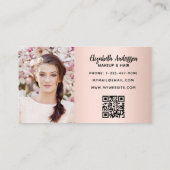Carte De Fidélité Rose or rose qr code photo élégant (Dos)
