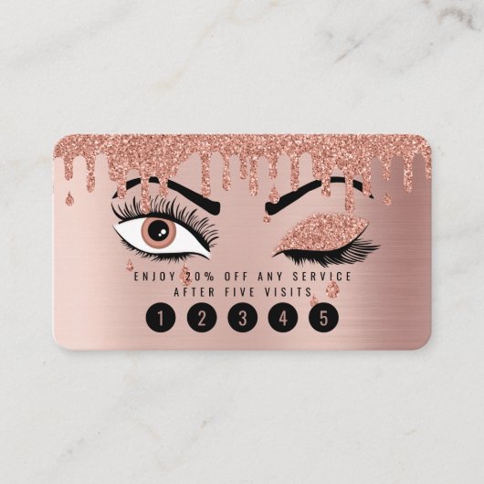 Carte de fidélité rose Pink Gold Eyelashes Parties (Devant)