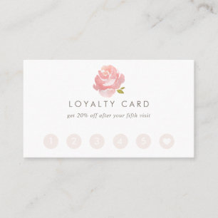 Carte De Fidélité Rose rose poudrée aquarelle chic