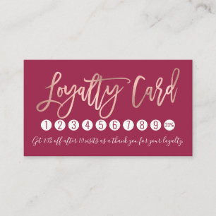Carte De Fidélité Rose simple Or Typographie moderne rose foncé