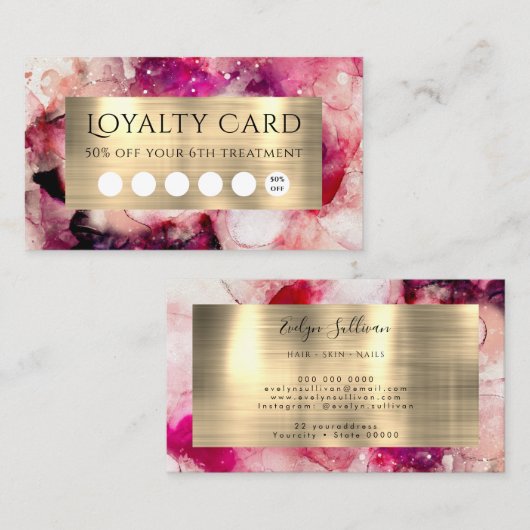 Carte de fidélité rose violet (Devant / Derrière)