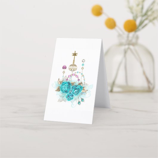 Carte De Fidélité Roses turquoise avec touches (Dos)