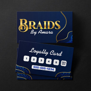 Carte De Fidélité Royal Blue African Hair Braiing Photo Braid Salon