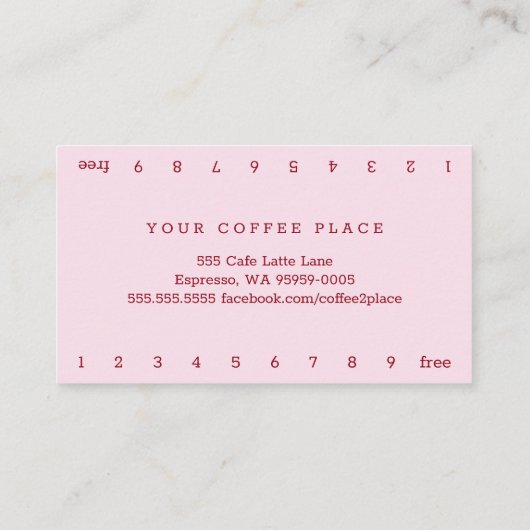 Carte De Fidélité Sable rose Café minimal simple | Style R (Dos)
