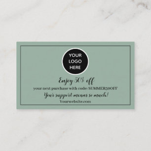 Carte De Fidélité Sage Green Logo Merci Business Reward Punch