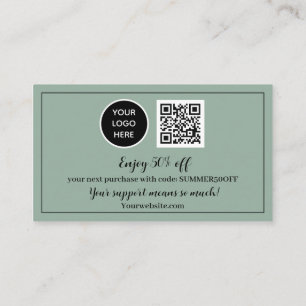 Carte De Fidélité Sage Green Logo Merci Business Reward Punch