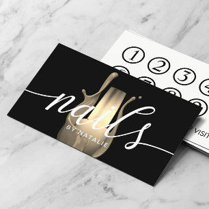 Carte De Fidélité Salon à ongles Manicuriste Or Polonais bouteille F
