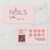 Carte De Fidélité Salon à ongles rose vif QRCODE (Devant / Derrière)
