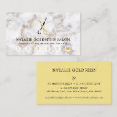 Carte de fidélité Salon ciseaux noir et or en marb (Devant / Derrière)