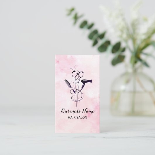 Carte De Fidélité Salon de beauté aquarelle rose (Debout devant)