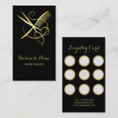 Carte De Fidélité Salon de beauté en or et noir (Devant / Derrière)