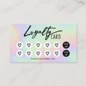 Carte De Fidélité Salon de beauté Holographique & Spa Coeurs mignons (Devant)