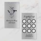 Carte De Fidélité Salon de beauté Silver Glitter (Devant / Derrière)