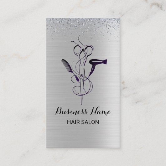Carte De Fidélité Salon de beauté Silver Glitter (Devant)