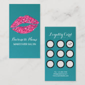 Carte De Fidélité Salon de beauté turquoise Green Lips (Devant / Derrière)