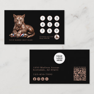 Carte De Fidélité Salon de coiffeur élégant Rose Gold Panther Coiffe