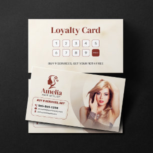 Carte De Fidélité Salon de coiffure élégant Biege Maquillage Épilati