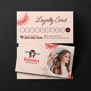 Carte De Fidélité Salon de coiffure floral élégant Maquilleuse Coiff