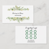 Carte De Fidélité Salon de feuillage vert aquarelle (Devant / Derrière)