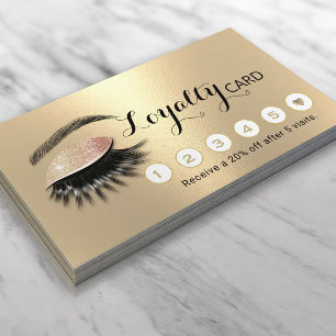 Carte De Fidélité Salon de maquillage Eyelash d'or moderne Artiste L