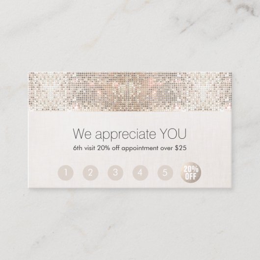Carte De Fidélité Salon Loyauté Client 6 Punch Séquence Argent (Devant)