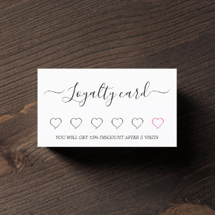 Carte De Fidélité Salon moderne élégant de Coeur Blanc Noir