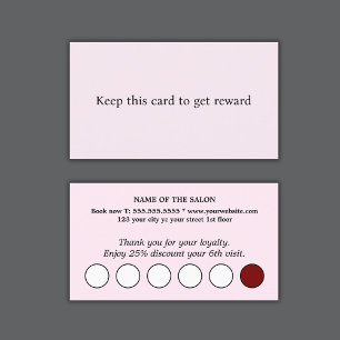 Carte De Fidélité Salon moderne élégant Rose blanc Cercle blanc