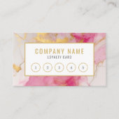 Carte de fidélité Salon moderne rose et or marbre. (Devant)