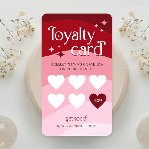 Carte De Fidélité Salon Spa Retro Rose & Rouge tendance Logo Nail