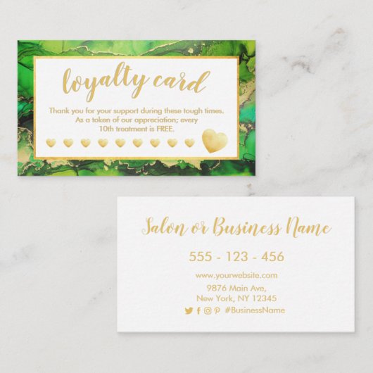 Carte de fidélité Salon Vert et Or (Devant / Derrière)