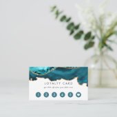 Carte De Fidélité Sarcelle - Agate Turquoise et Or (Debout devant)